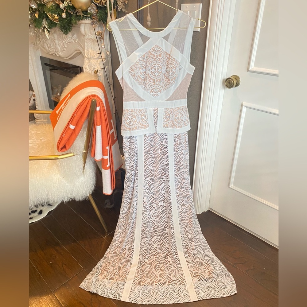 BCBG Intricate Flower Light Blue Dress